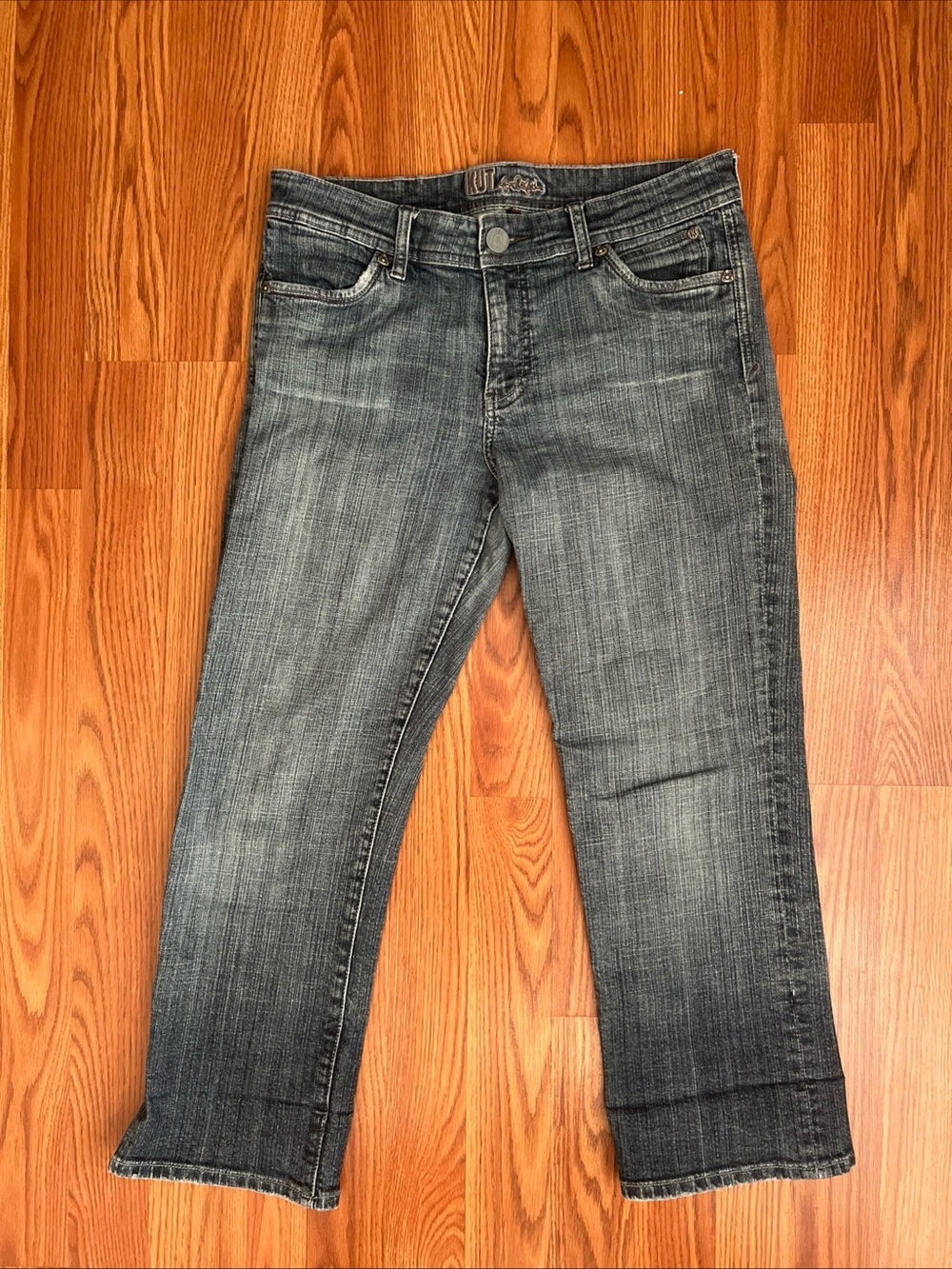 Kut from the Kloth Gray Wash Cropped Straight Jeans